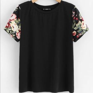 SHEIN Floral Print Sleeve Tee